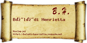 Béládi Henrietta névjegykártya